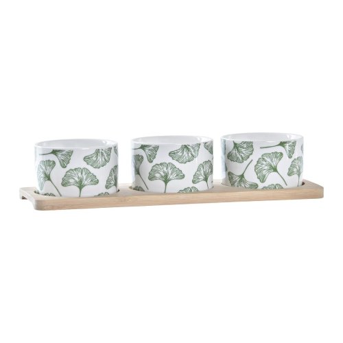Tilltuggsset DKD Home Decor Bambu Stengods Blad 3 Delar 4 Delar