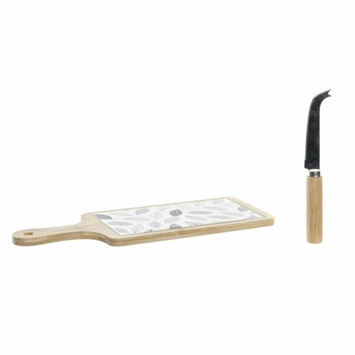 Tilltuggsset DKD Home Decor Vit/Svart Bambu Stengods Blad Cottag