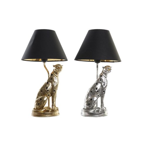 Bordslampa DKD Home Decor Silvrig Svart Gyllene 26 x 26 x 46 cm