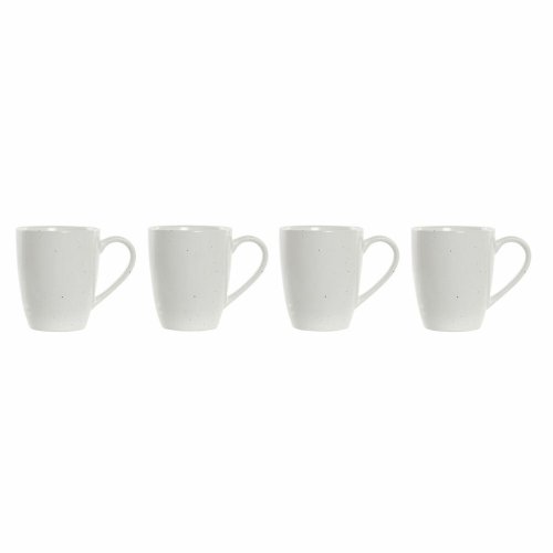 Set med 4 muggar DKD Home Decor Vit Naturell Gummitr Stengods 3