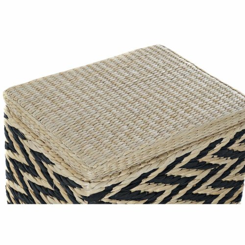 Tvttkorg DKD Home Decor Naturell Svart Polyester Kolonial Fibre