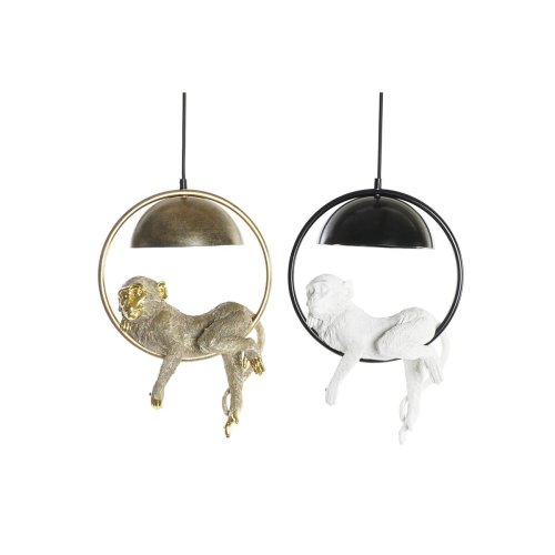 Taklampa DKD Home Decor Vit Gyllene Metall Harts 50 W 29,5 x 20