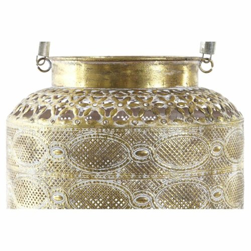 Lykta DKD Home Decor 26,5 x 26,5 x 22 cm Antikbehandlad Glas Gyl