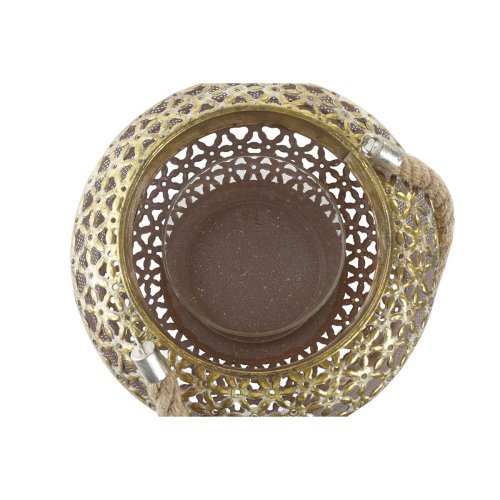Lykta DKD Home Decor 26,5 x 26,5 x 22 cm Antikbehandlad Glas Gyl