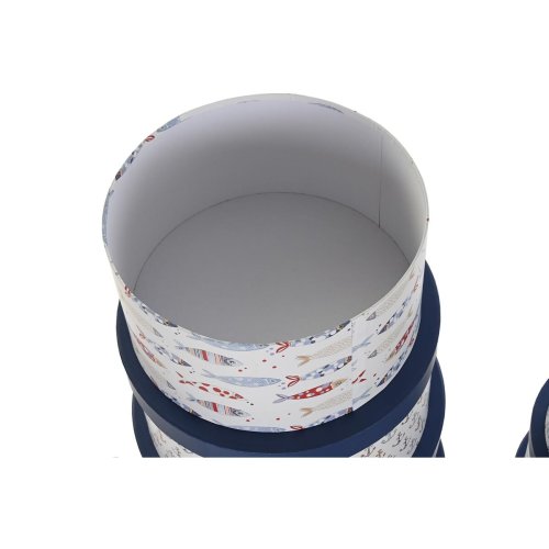 Set med stapelbara frvaringsldor DKD Home Decor Havsbl Rnder