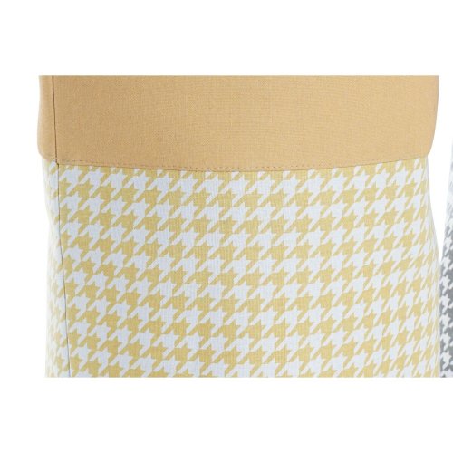 Tvttkorg DKD Home Decor Gul Bl Gr Hundtandsmnster 40 x 40 x