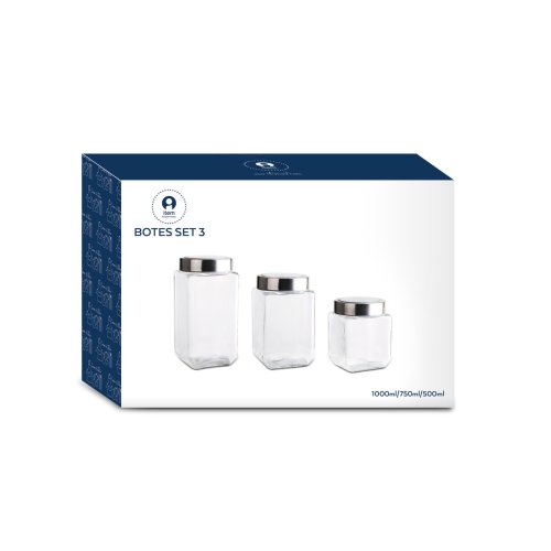 Uppsttning med 3 Burkar DKD Home Decor 750 ml 8,5 x 8,5 x 18 cm