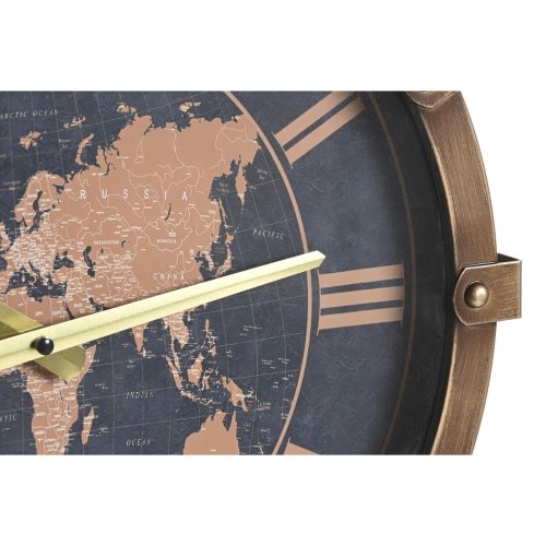 Vggklocka DKD Home Decor Gyllene Silvrig Glas Jrn Vrldskarta