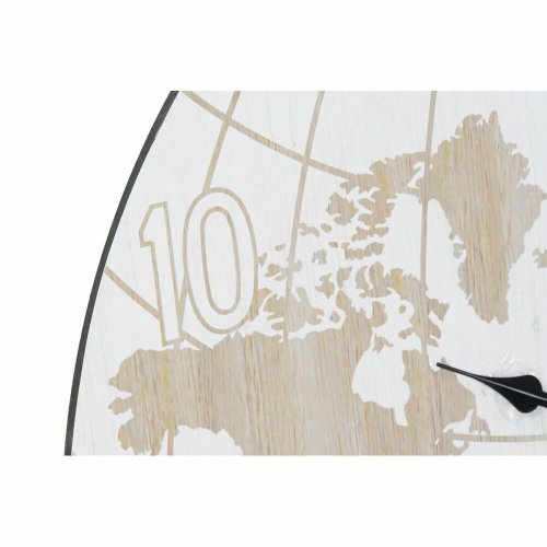 Vggklocka DKD Home Decor Svart Beige Metall MDF Vrldskarta (58