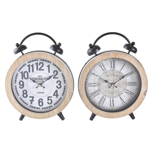 bordsklocka DKD Home Decor Vit Naturell Traditionell (2 antal)