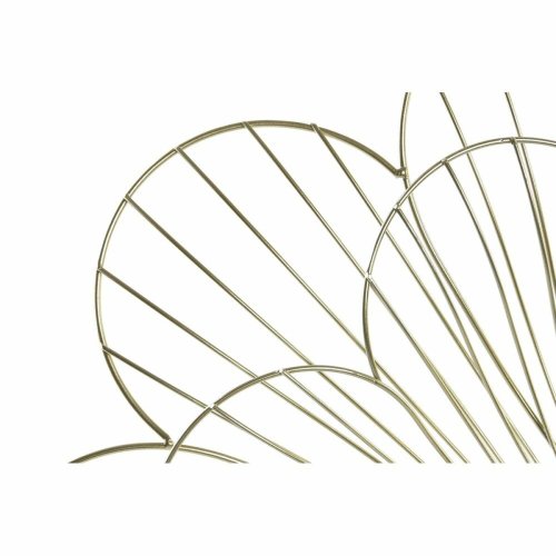 Vggklocka DKD Home Decor Blomster Gyllene Metall (57 x 4 x 57 c
