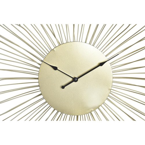 Vggklocka DKD Home Decor Blomster Gyllene Metall (57 x 4 x 57 c