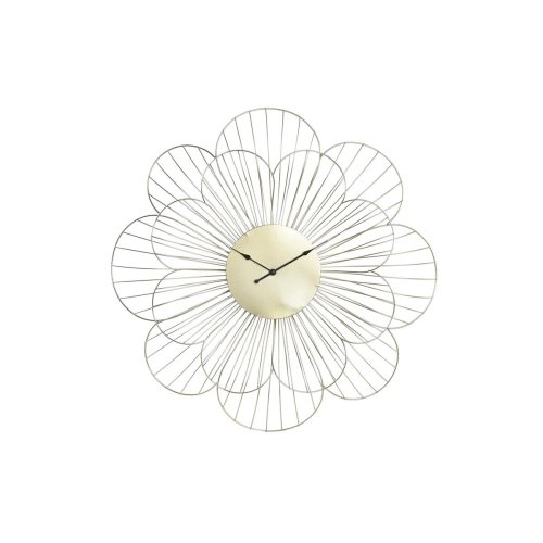 Vggklocka DKD Home Decor Blomster Gyllene Metall (57 x 4 x 57 c