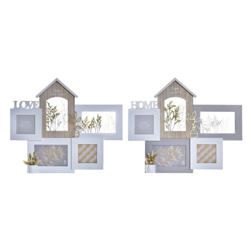 Fotoram DKD Home Decor Love Home Tr Blomster Naturell (46 x 3 x