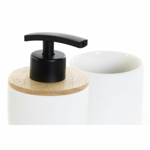 Badkit DKD Home Decor Vit Vit/Svart Metall Bambu Stengods Skandi