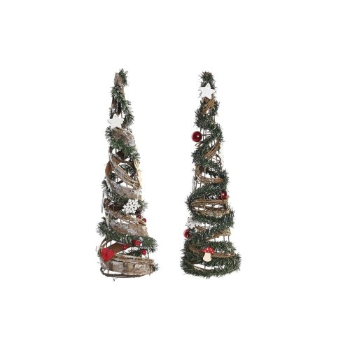 Julgran DKD Home Decor Naturell Rd Metall Grn (14 x 14 x 51 cm