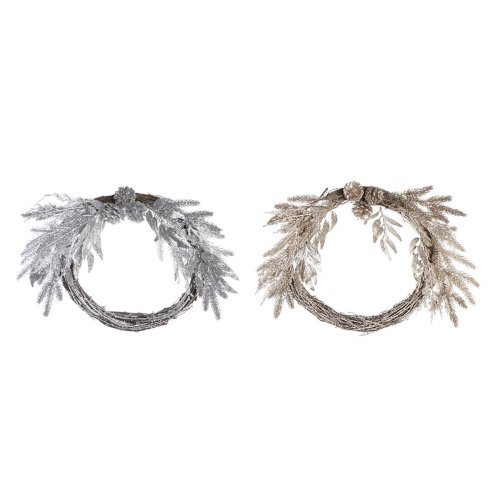 Julkrans DKD Home Decor Metall Polyester (50 x 6 x 40 cm) (2 ant