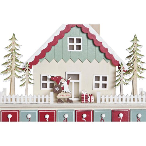 Adventskalender DKD Home Decor Tr Hus (32 x 8 x 33 cm) (2 antal