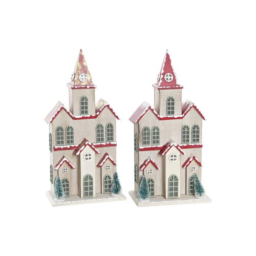 Julgranskula DKD Home Decor Hus MDF (13 x 8 x 28 cm) (2 antal)