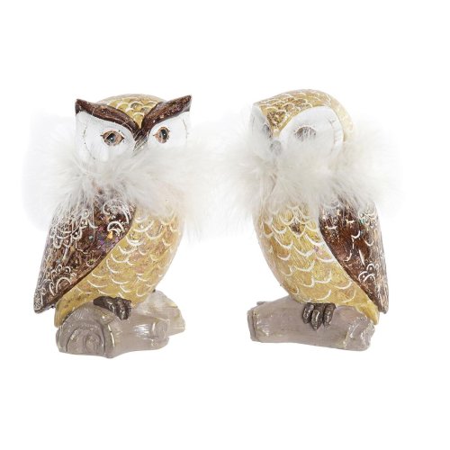 Julgranskula DKD Home Decor Uggla Harts (7,5 x 7,5 x 14 cm) (2 a