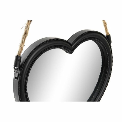 Spegelspel DKD Home Decor Speglar Hjrta Svart PP 2 antal (27 x