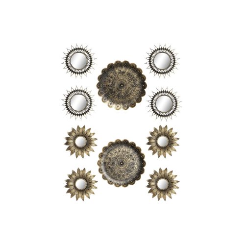 Spegelspel DKD Home Decor Glas Gyllene PP 2 antal (35 x 2 x 35 c