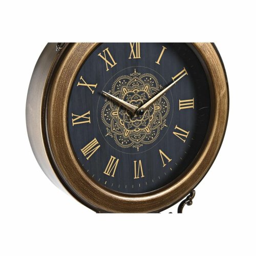 Vggklocka DKD Home Decor Svart Gyllene Glas Jrn Pendyl 27 x 7,