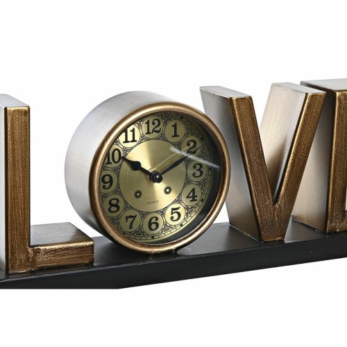 bordsklocka DKD Home Decor Love Koppar Gyllene Silvrig Loft (2 a