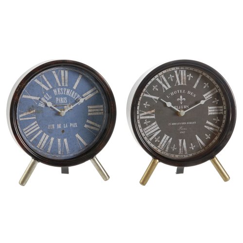 bordsklocka DKD Home Decor Bl Svart Vintage (2 antal)