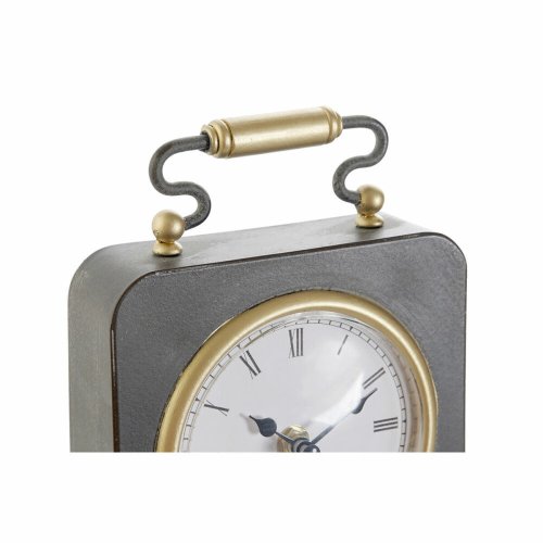 bordsklocka DKD Home Decor Svart Gyllene Silvrig (2 antal)