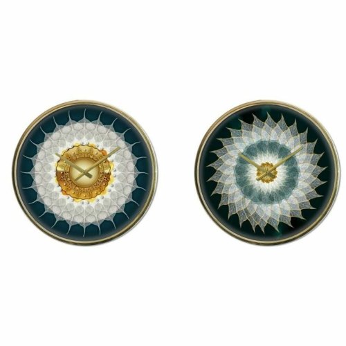 Vggklocka DKD Home Decor Glas Gyllene Turkos Jrn Modern (2 ant