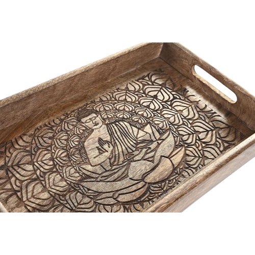Uppsttning med Brickor DKD Home Decor 2 antal Brun Mrkbrun Man