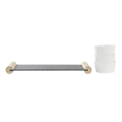 Snacksbricka DKD Home Decor Vit Svart Stengods Skiffer 33 x 10 x
