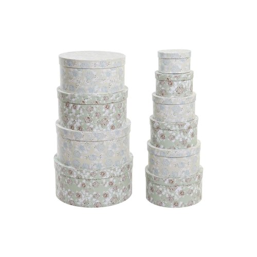 Set med stapelbara frvaringsldor DKD Home Decor Beige Grn Pap
