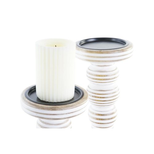 Ljusstakar DKD Home Decor Jrn Mangotr Avskalad (2 Delar) (15 x