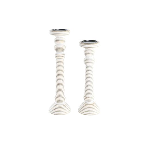 Ljusstakar DKD Home Decor Jrn Mangotr Avskalad (2 Delar) (15 x