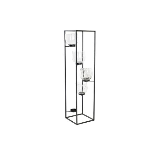 Ljusstakar DKD Home Decor Glas Svart Transparent 18 x 18 x 76 cm