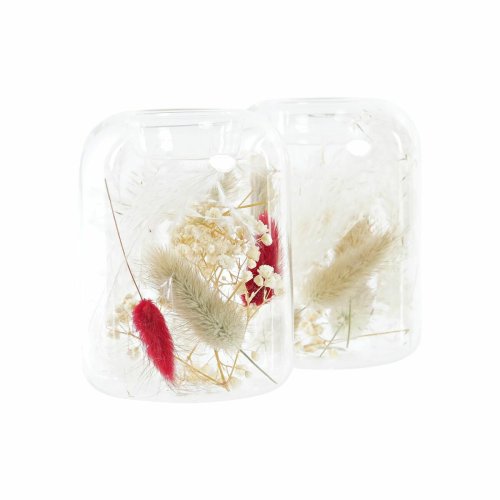 Ljusstakar DKD Home Decor Torkad blomma 8 x 8 x 11 cm Glas Beige