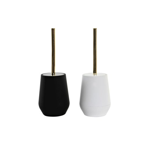 Toalettborste DKD Home Decor Vit Svart Rostfritt stl polystyren
