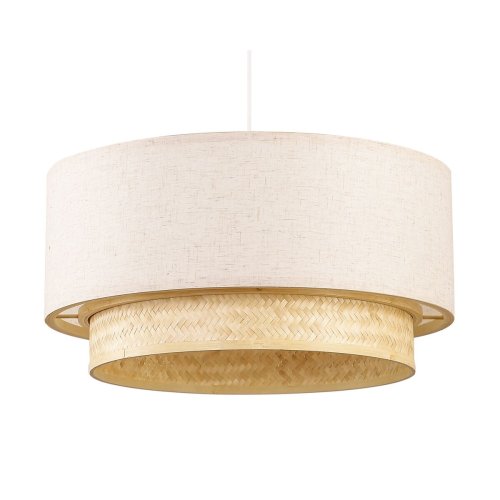Taklampa DKD Home Decor Polyester Vit Ljusbrun Bambu 50 W (50 x