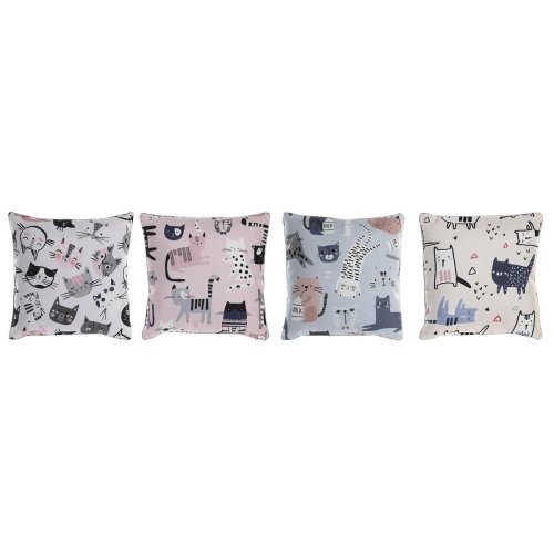 Kudde DKD Home Decor Polyester Multicolour Mikrofiber Katter (40