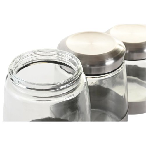 Uppsttning med 3 Burkar DKD Home Decor Glas Silvrig Transparent