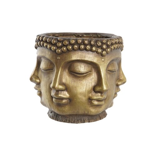Kruka DKD Home Decor Gyllene Tr Magnesium Rund Buddha Orientali