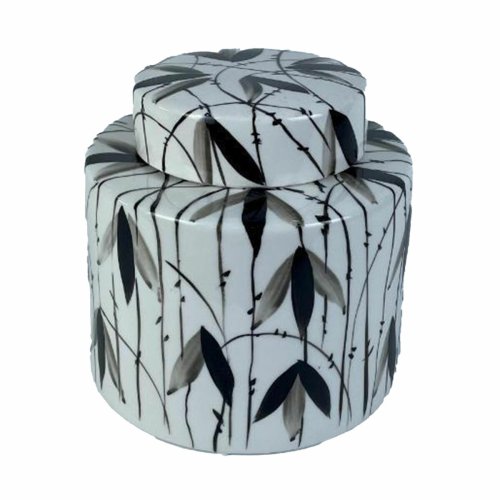 Keramikskl DKD Home Decor Porslin Svart Vit 17 x 17 x 16 cm Ori
