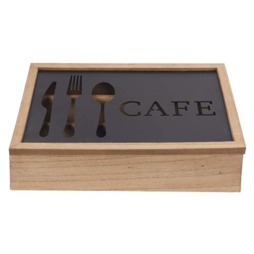 Besticks-sortering DKD Home Decor Brun Svart Metall Tr MDF Vint