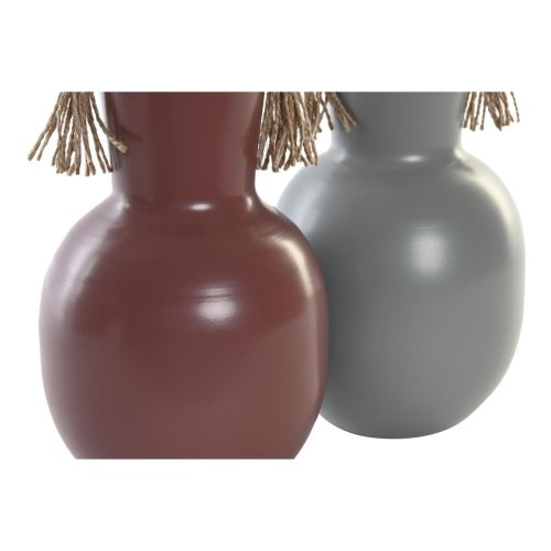 Vas DKD Home Decor 14 x 13 x 24 cm Gr Metall Terrakota n (2 ant