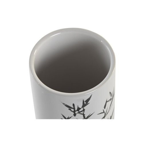 Tandborsthllare DKD Home Decor Vit Svart Gummitr Stengods 7,6