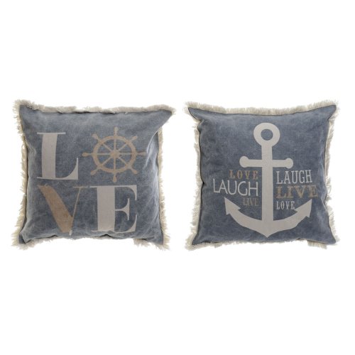 Kudde DKD Home Decor Bl Vit Havsbl Frans (45 x 10 x 45 cm) (2