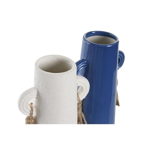 Vas DKD Home Decor Keramik Vit Marinbl (9,5 x 7 x 20 cm) (2 ant