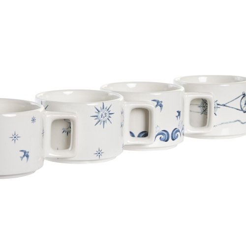 Set med kaffekoppar DKD Home Decor Bl Vit Metall Dolomite 260 m